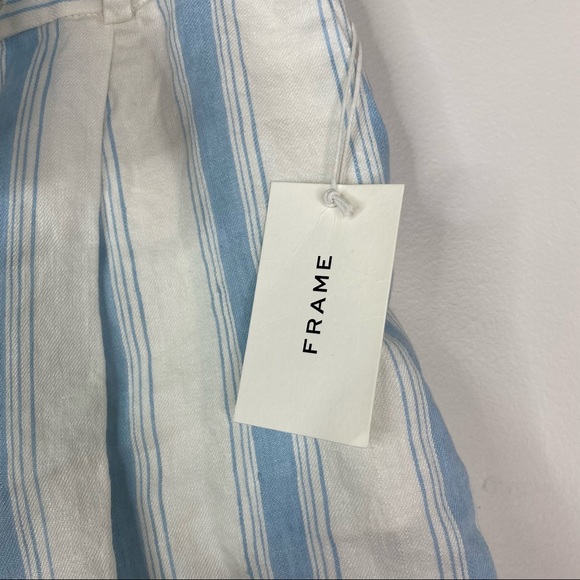 NWT Frame Fine Stripe Linen Shorts Sz 10 - Picture 6 of 9
